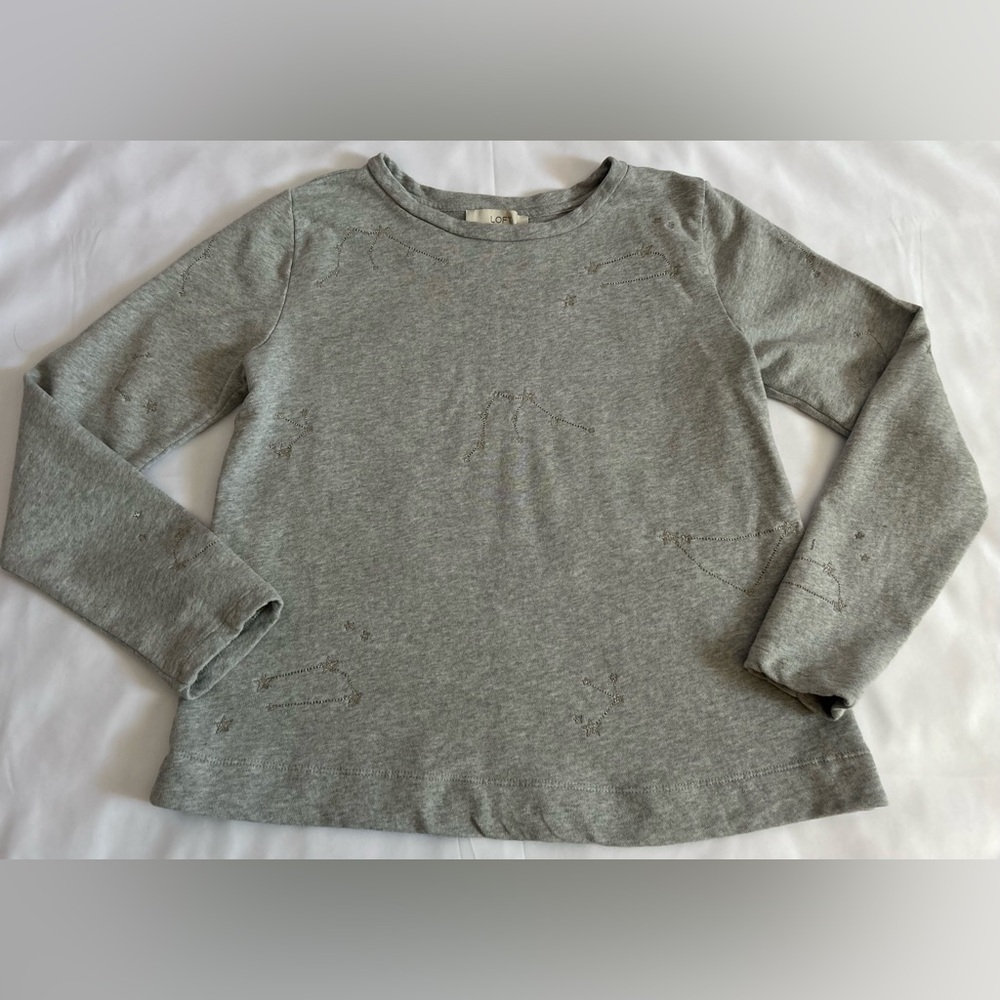 Ann Taylor LOFT Gray Sweatshirt with Embroidered Constellation Pattern Size M